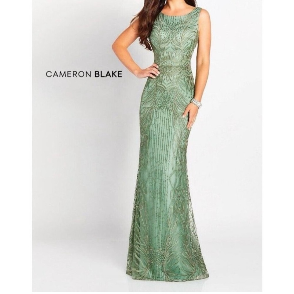 Cameron Blake Green Sleeveless Wedding Dress